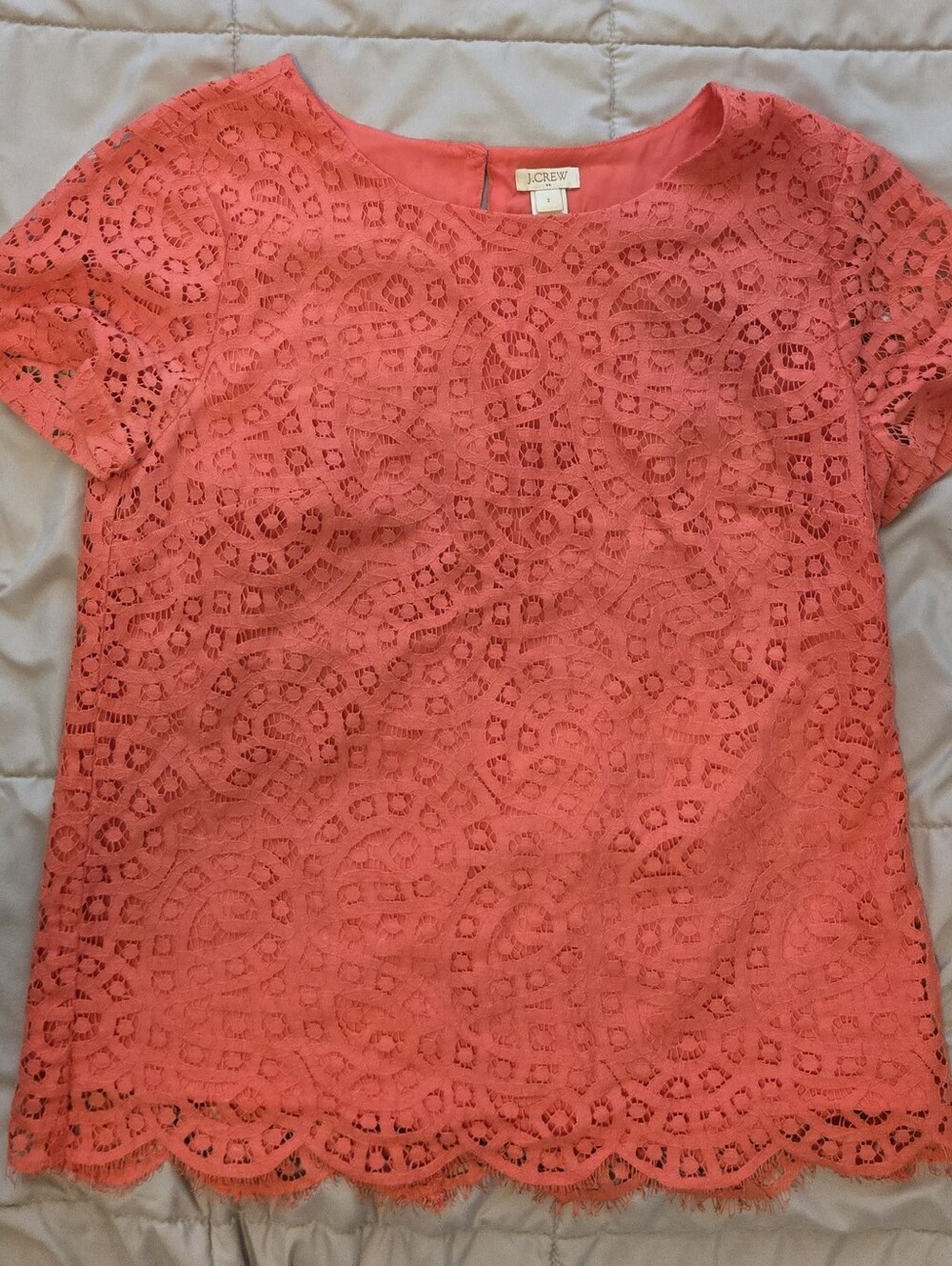 J. Crew Coral Lace Blouse
